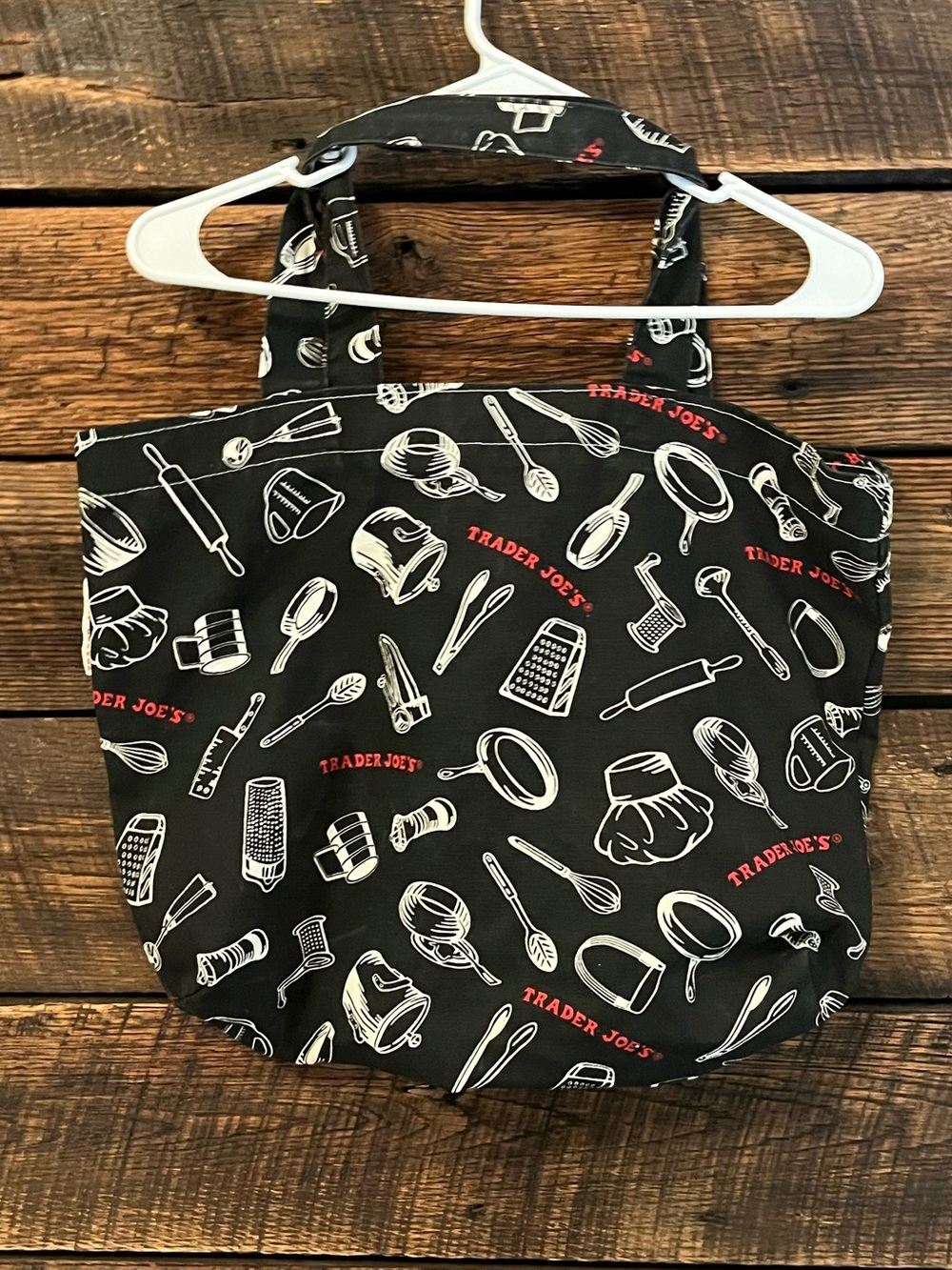 Trader Joe’s tote kitchen appliance print black white